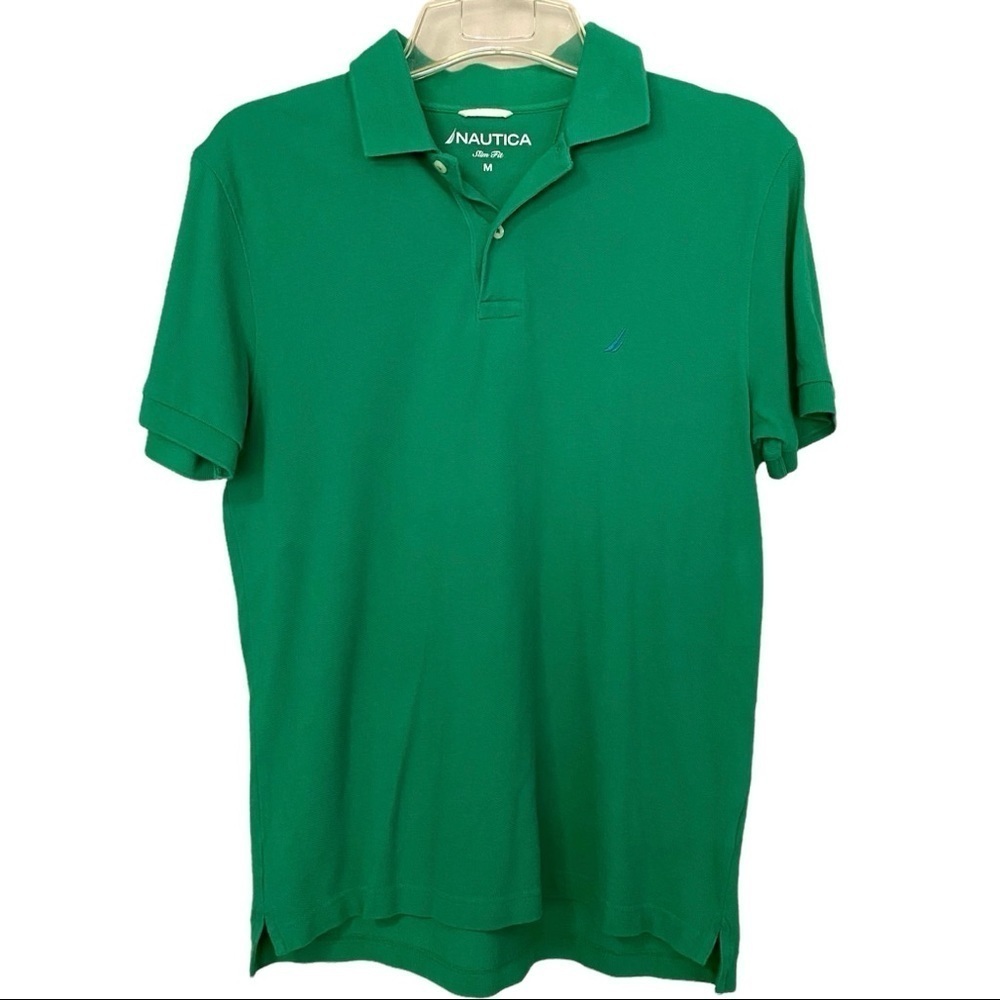 Nautica Green Slim Fit Polo Shirt Collared Neck Medium